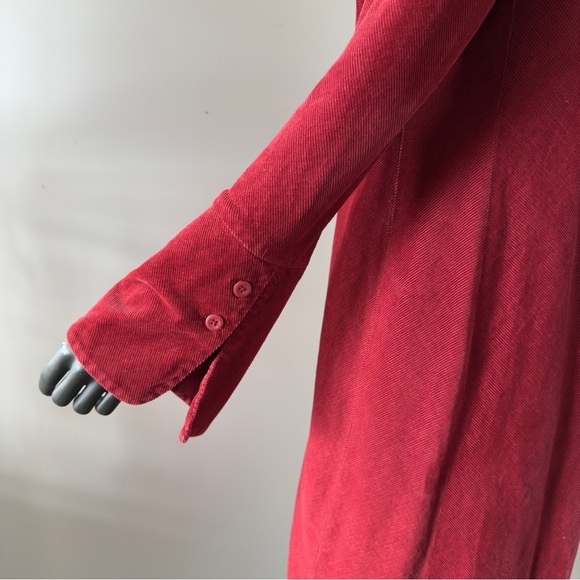 Cotton Ginny Red Corduroy Button Front Midi Dress Size 5 - Picture 5 of 11